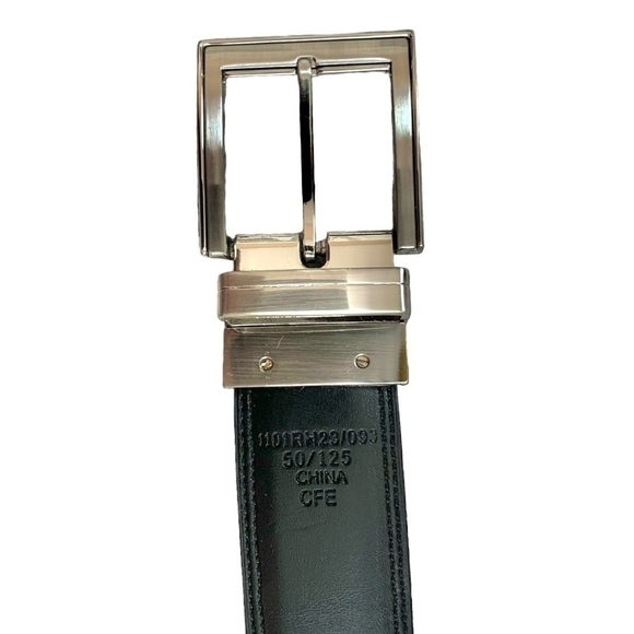 Men’s Belt Black Genuine Leather Belt Silver Buckle Luxury Business Fashion Belt - Picture 7 of 8